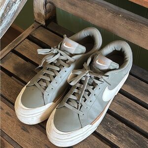 Nike Gray and White Women’s platform Sneakers